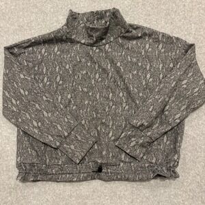 Kyodan Outdoor Women XL Gray Snakeskin Print Mock Neck Cropped Sweatshirt Toggle